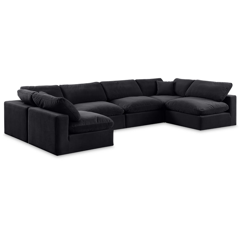 Meridian Comfy Black Velvet Modular Sectional IMAGE 1