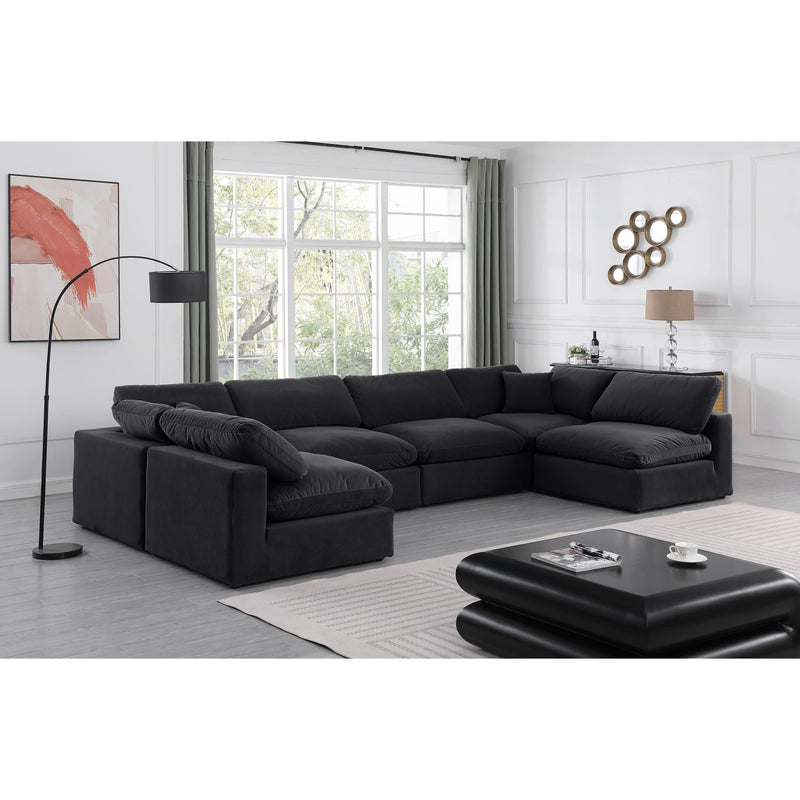Meridian Comfy Black Velvet Modular Sectional IMAGE 2