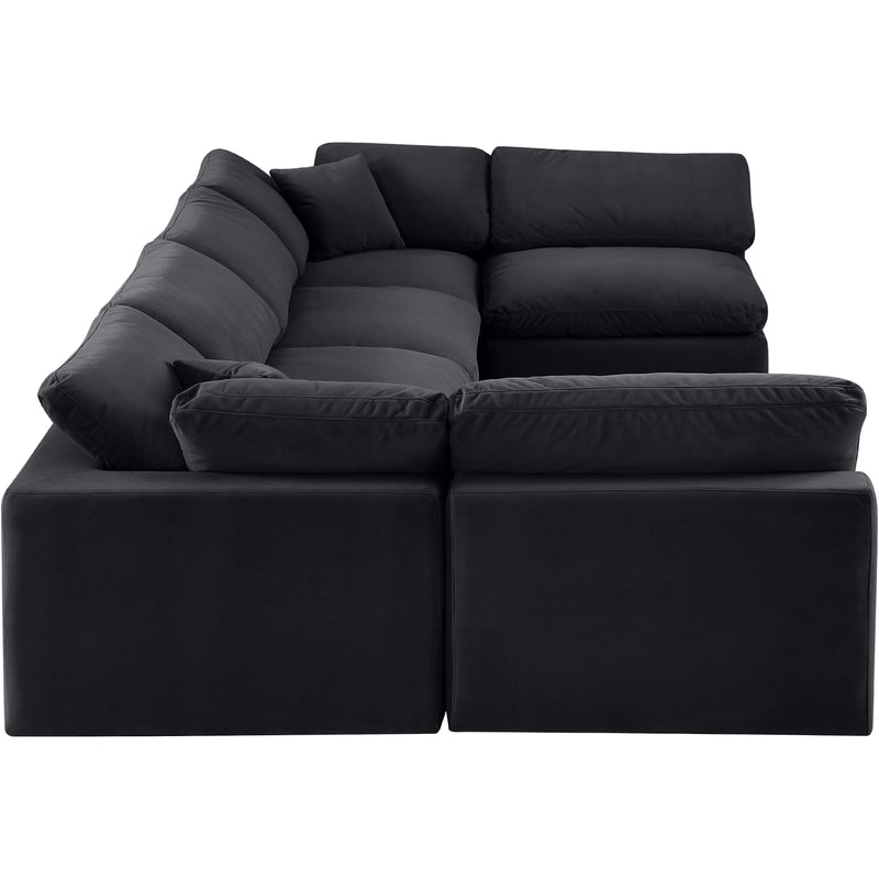 Meridian Comfy Black Velvet Modular Sectional IMAGE 4