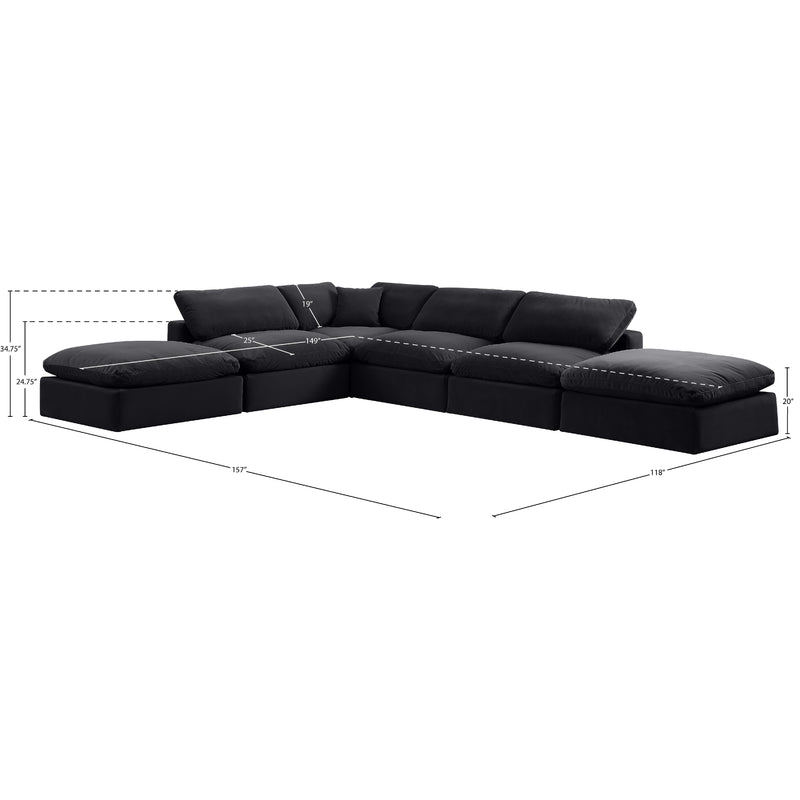 Meridian Comfy Black Velvet Modular Sectional IMAGE 10