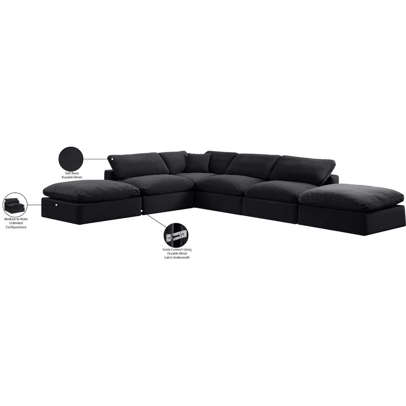 Meridian Comfy Black Velvet Modular Sectional IMAGE 11