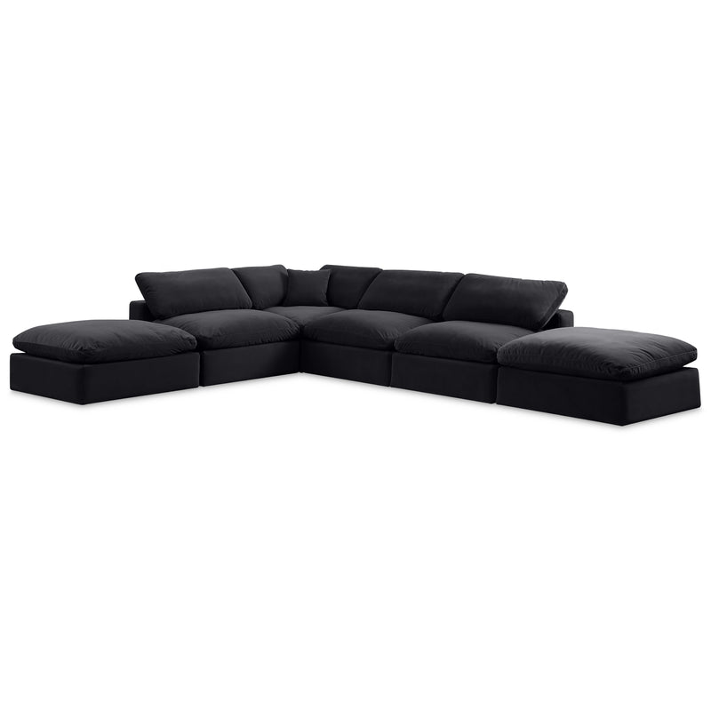 Meridian Comfy Black Velvet Modular Sectional IMAGE 1