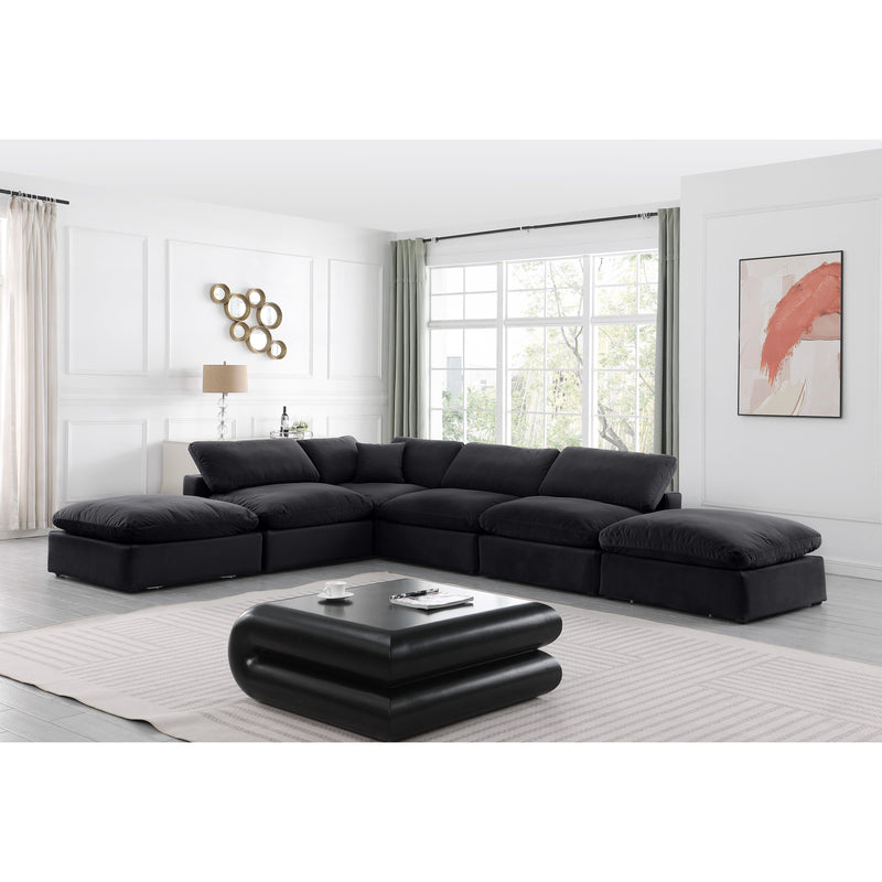 Meridian Comfy Black Velvet Modular Sectional IMAGE 2