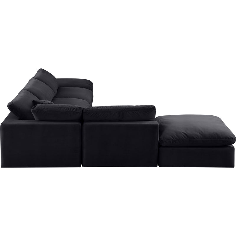 Meridian Comfy Black Velvet Modular Sectional IMAGE 4