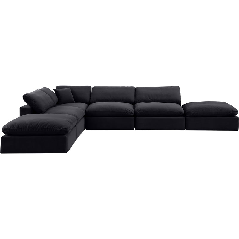 Meridian Comfy Black Velvet Modular Sectional IMAGE 5