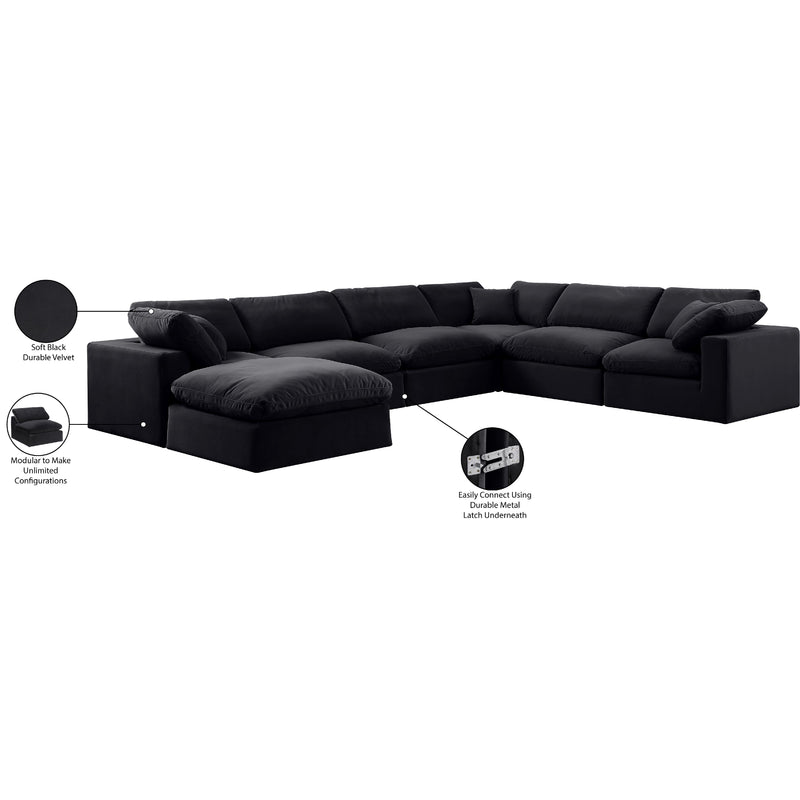 Meridian Comfy Black Velvet Modular Sectional IMAGE 11