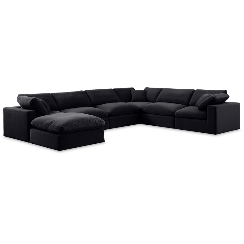 Meridian Comfy Black Velvet Modular Sectional IMAGE 1