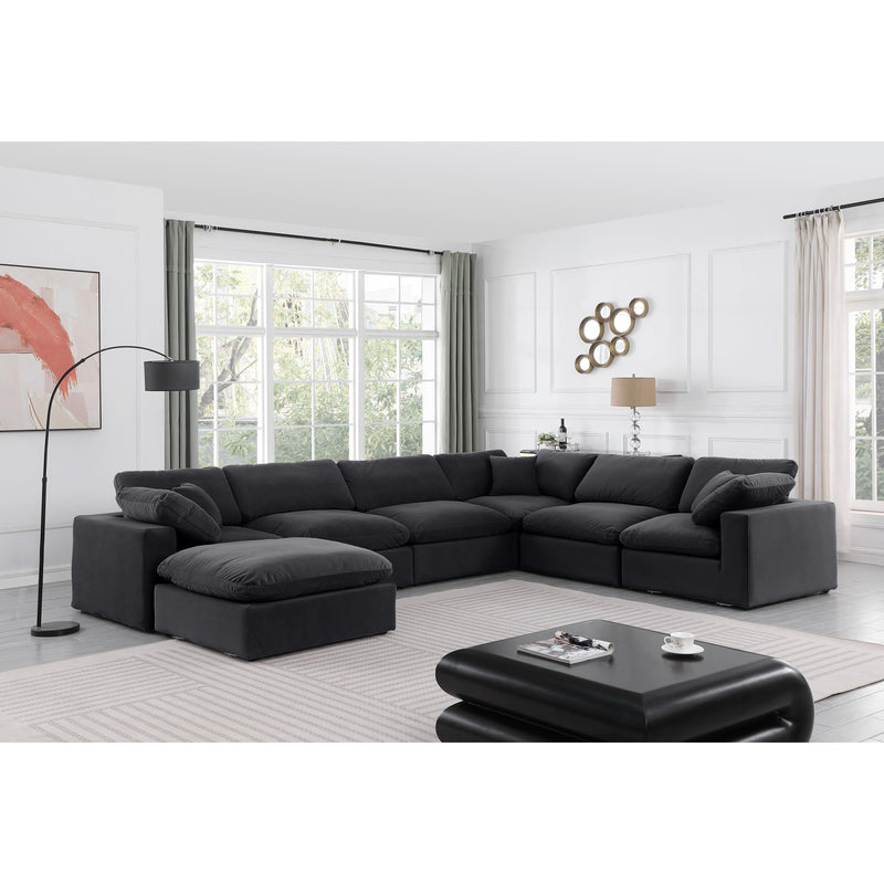 Meridian Comfy Black Velvet Modular Sectional IMAGE 2