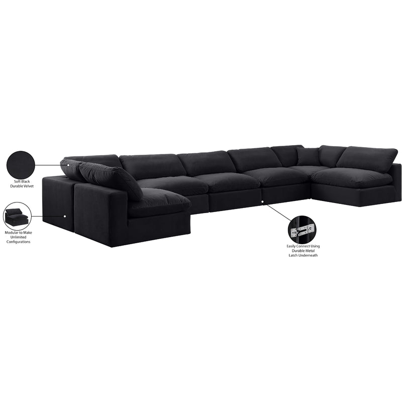 Meridian Comfy Black Velvet Modular Sectional IMAGE 11