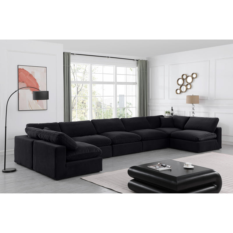 Meridian Comfy Black Velvet Modular Sectional IMAGE 2