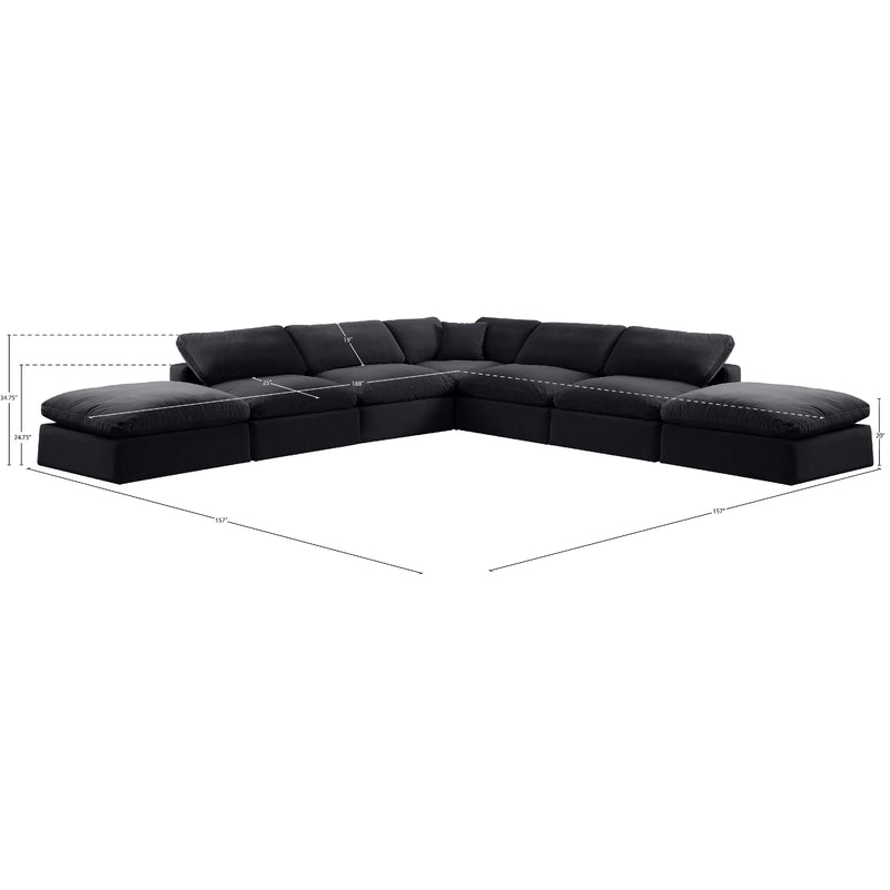 Meridian Comfy Black Velvet Modular Sectional IMAGE 10