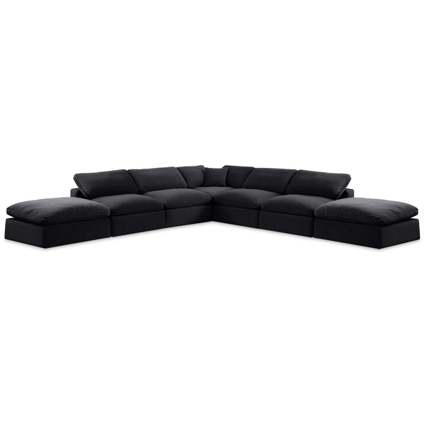 Meridian Comfy Black Velvet Modular Sectional IMAGE 1