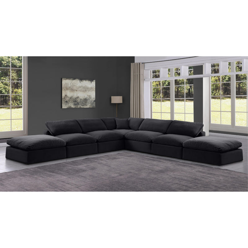 Meridian Comfy Black Velvet Modular Sectional IMAGE 2
