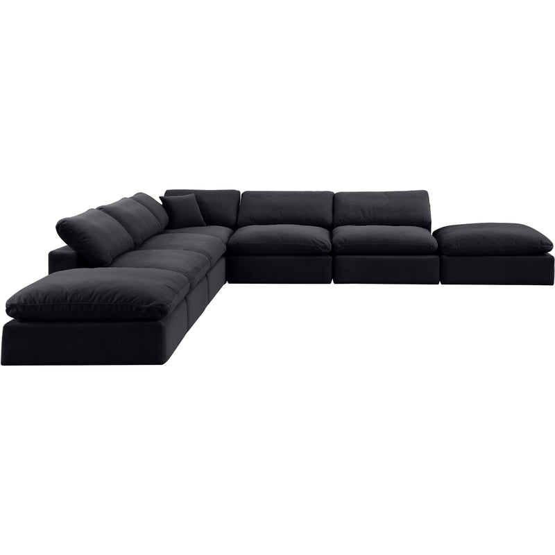 Meridian Comfy Black Velvet Modular Sectional IMAGE 5