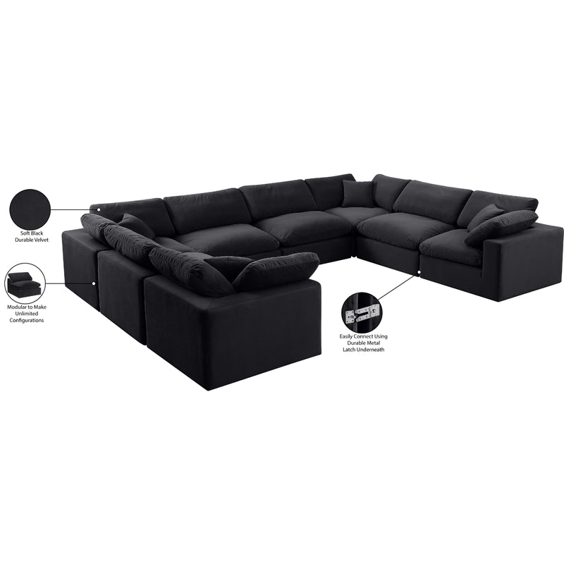 Meridian Comfy Black Velvet Modular Sectional IMAGE 11