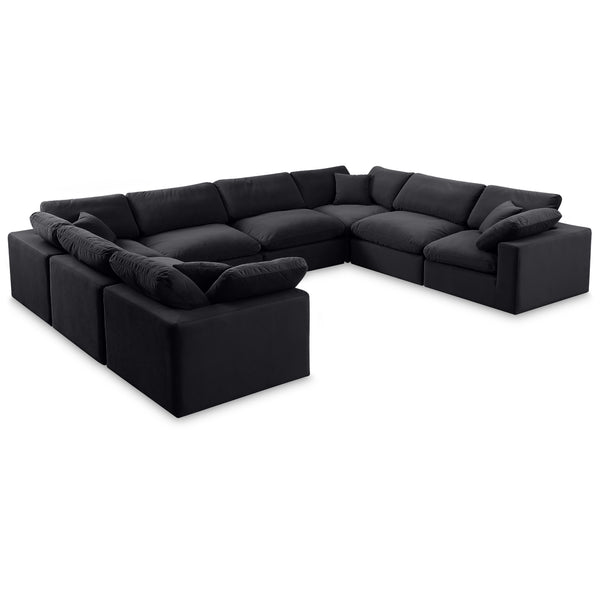 Meridian Comfy Black Velvet Modular Sectional IMAGE 1
