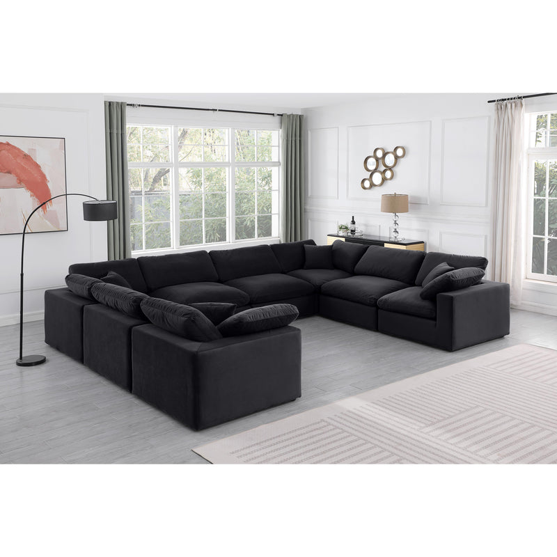 Meridian Comfy Black Velvet Modular Sectional IMAGE 2