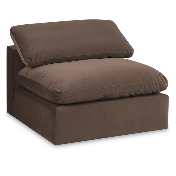 Meridian Comfy Brown Velvet Modular Armless Chair IMAGE 1