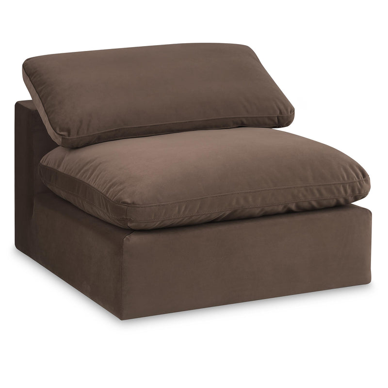 Meridian Comfy Brown Velvet Modular Armless Chair IMAGE 1