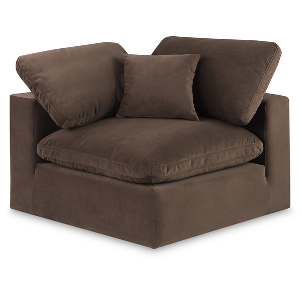Meridian Comfy Brown Velvet Modular Corner Chair IMAGE 1