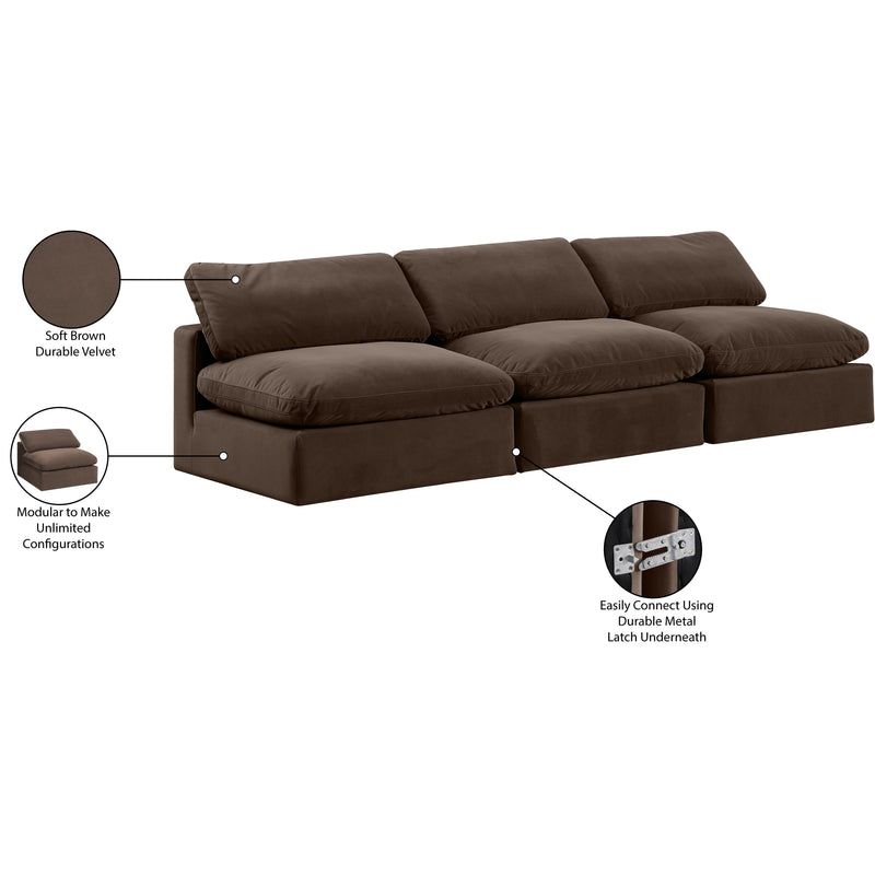 Meridian Comfy Brown Velvet Modular Sofa IMAGE 10