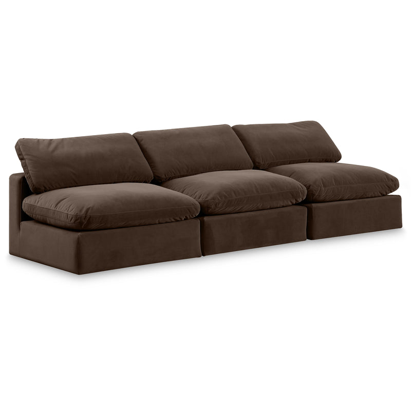 Meridian Comfy Brown Velvet Modular Sofa IMAGE 1