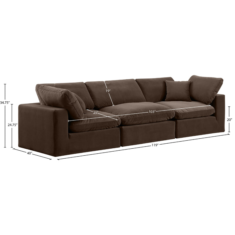 Meridian Comfy Brown Velvet Modular Sofa IMAGE 10