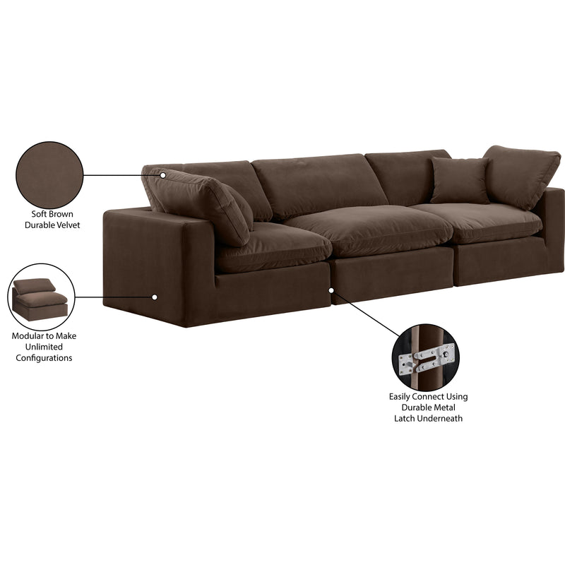 Meridian Comfy Brown Velvet Modular Sofa IMAGE 11