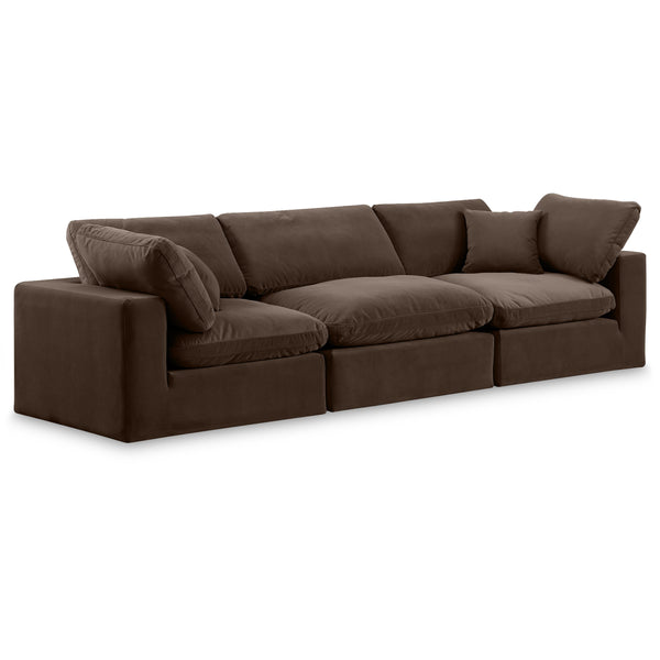 Meridian Comfy Brown Velvet Modular Sofa IMAGE 1