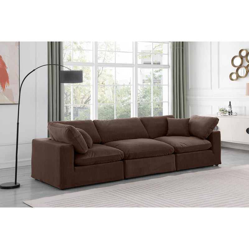 Meridian Comfy Brown Velvet Modular Sofa IMAGE 2