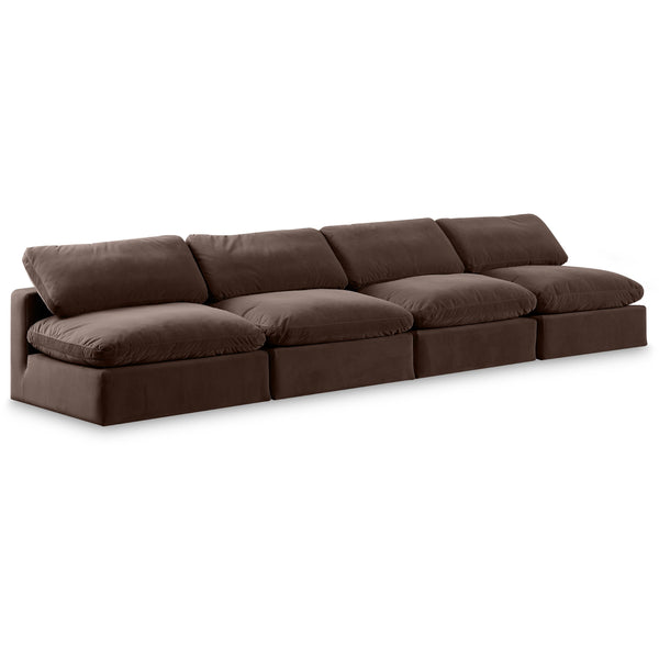Meridian Comfy Brown Velvet Modular Sofa IMAGE 1