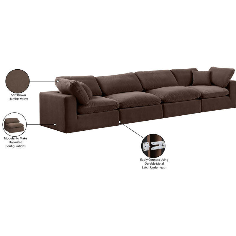 Meridian Comfy Brown Velvet Modular Sofa IMAGE 11