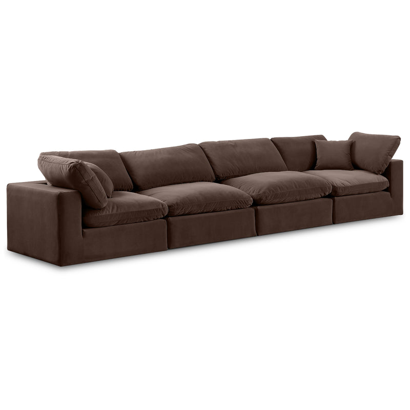 Meridian Comfy Brown Velvet Modular Sofa IMAGE 1