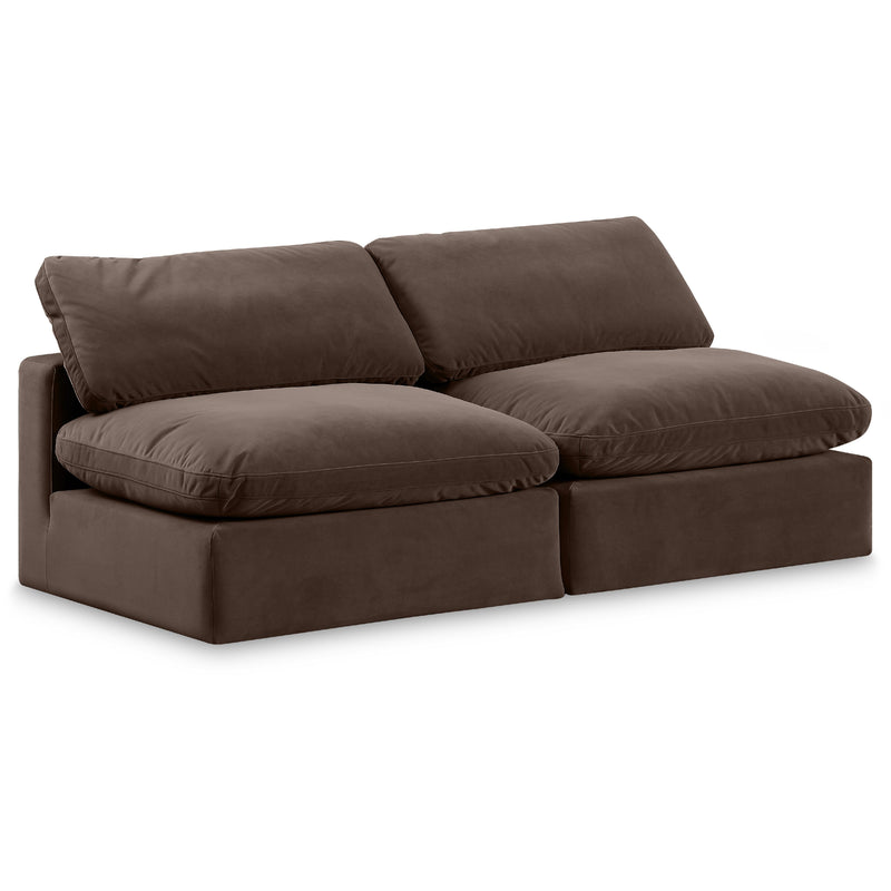 Meridian Comfy Brown Velvet Modular Sofa IMAGE 1