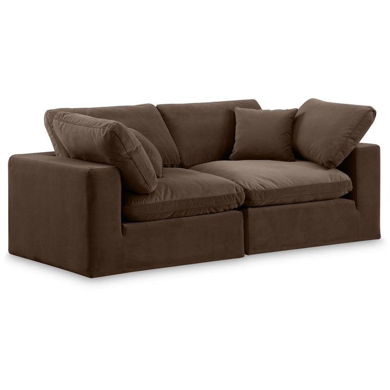 Meridian Comfy Brown Velvet Modular Sofa IMAGE 1