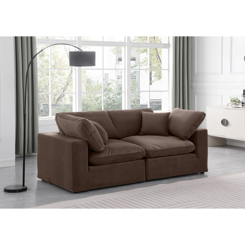 Meridian Comfy Brown Velvet Modular Sofa IMAGE 2