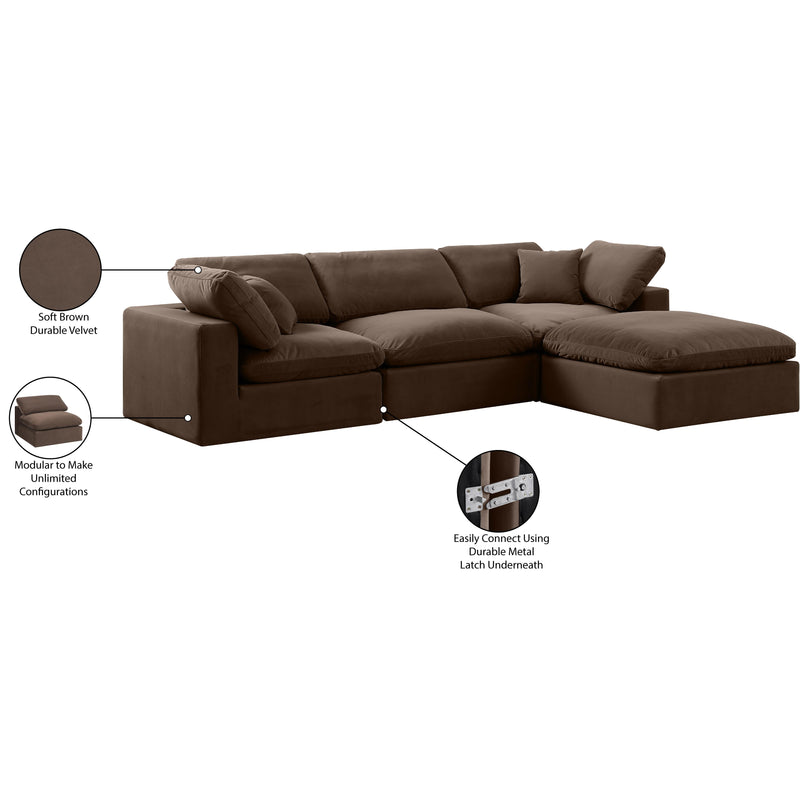 Meridian Comfy Brown Velvet Modular Sectional IMAGE 16
