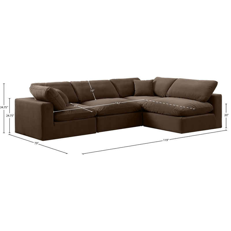 Meridian Comfy Brown Velvet Modular Sectional IMAGE 15