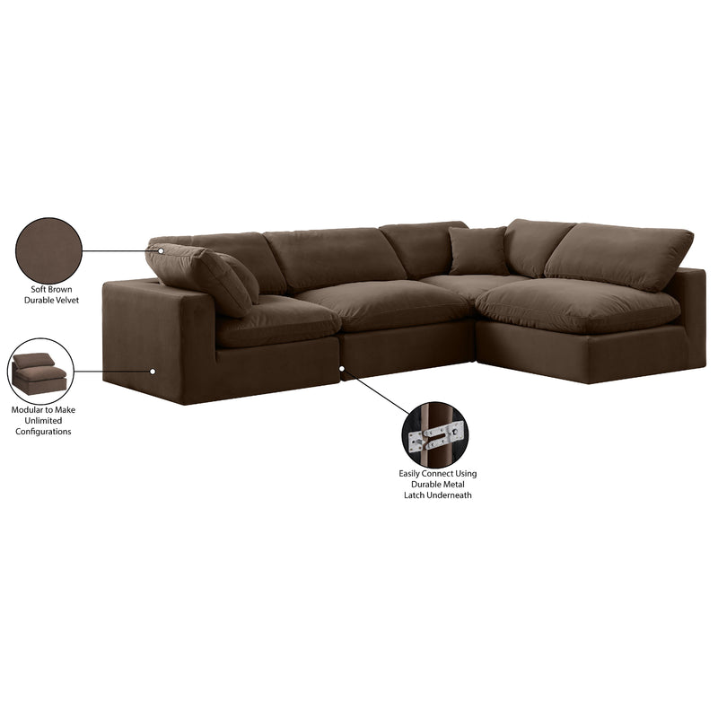 Meridian Comfy Brown Velvet Modular Sectional IMAGE 16