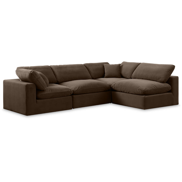 Meridian Comfy Brown Velvet Modular Sectional IMAGE 1