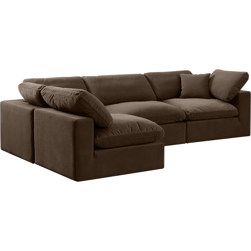 Meridian Comfy Brown Velvet Modular Sectional IMAGE 2