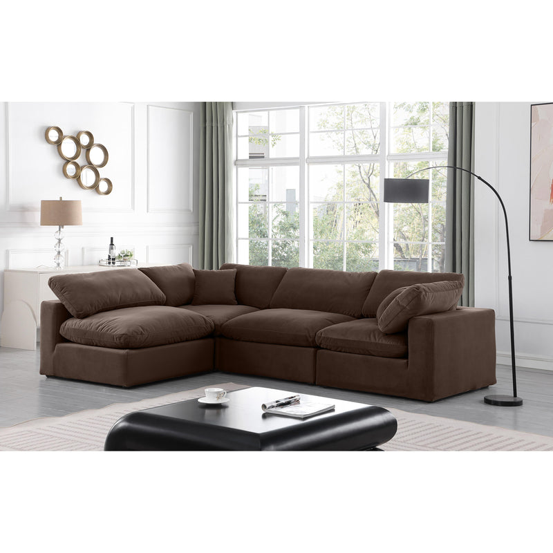 Meridian Comfy Brown Velvet Modular Sectional IMAGE 3