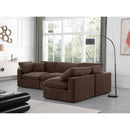 Meridian Comfy Brown Velvet Modular Sectional IMAGE 4