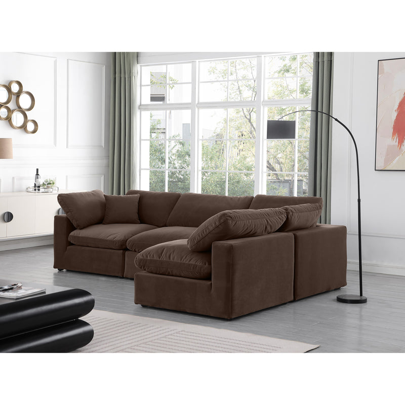 Meridian Comfy Brown Velvet Modular Sectional IMAGE 4