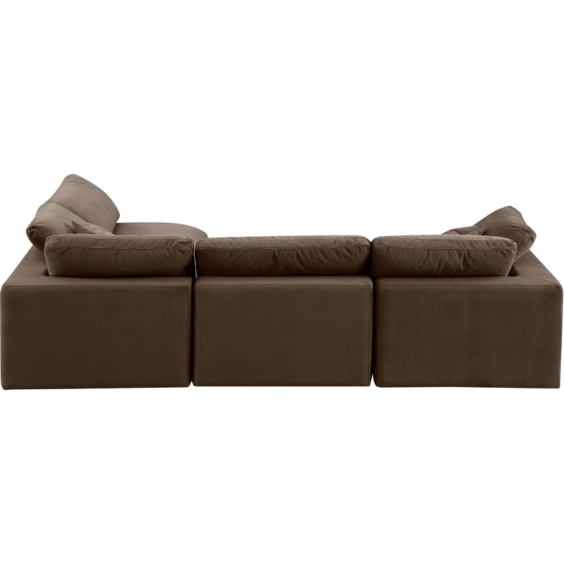Meridian Comfy Brown Velvet Modular Sectional IMAGE 5