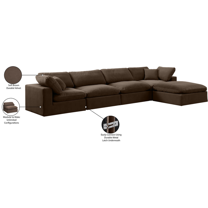 Meridian Comfy Brown Velvet Modular Sectional IMAGE 16