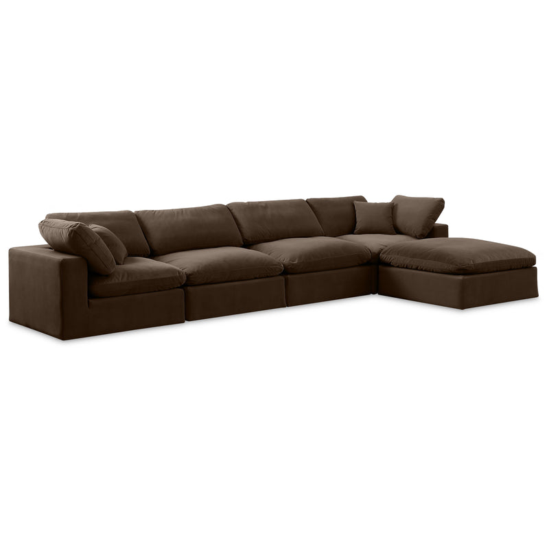 Meridian Comfy Brown Velvet Modular Sectional IMAGE 1