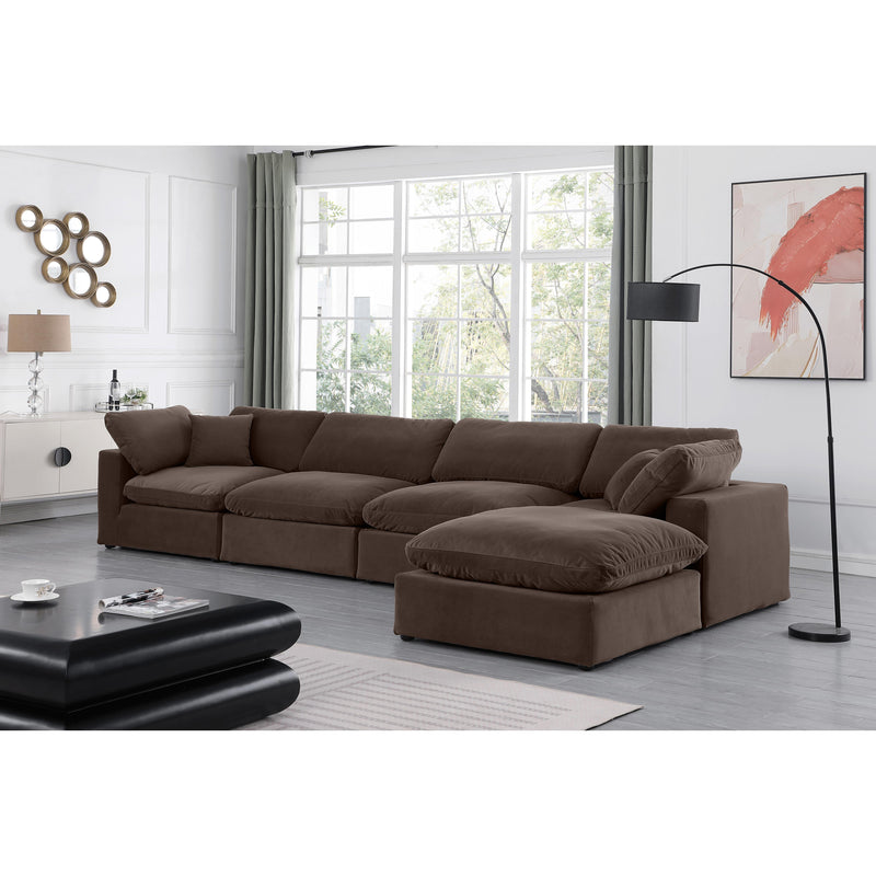 Meridian Comfy Brown Velvet Modular Sectional IMAGE 4