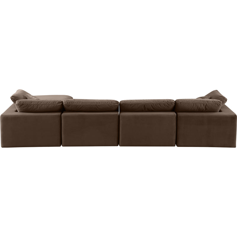 Meridian Comfy Brown Velvet Modular Sectional IMAGE 5