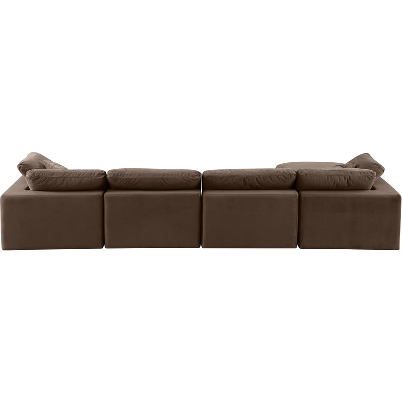 Meridian Comfy Brown Velvet Modular Sectional IMAGE 6